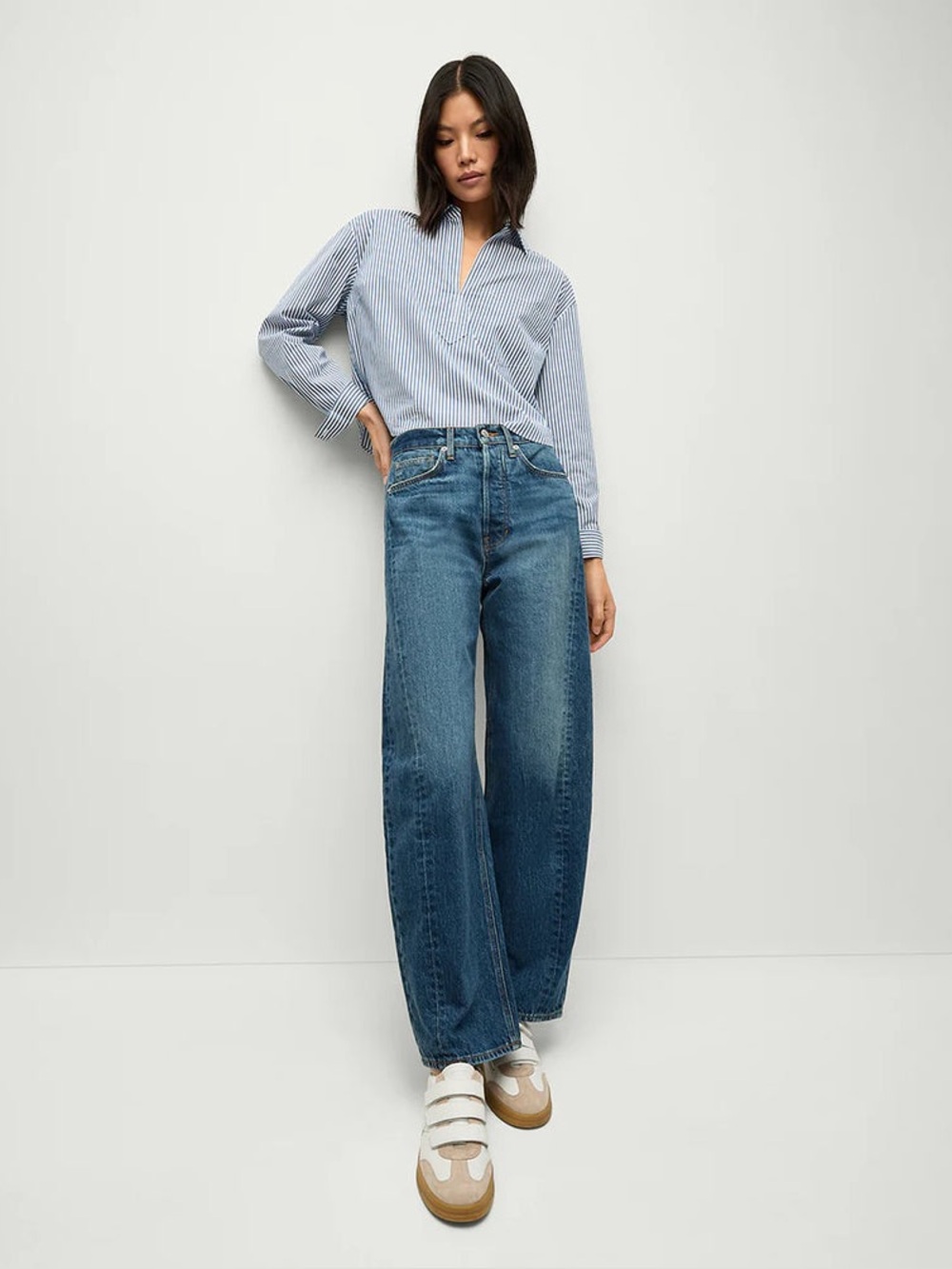 NWT Veronica Beard Ryder Saddle Barrel Jeans Dark Wash Sz 24